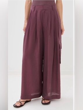 Tibi Silk Voile Cargo Triple Pleat Pants
